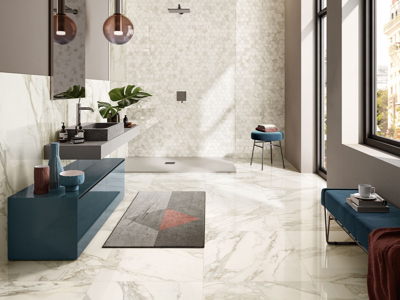 Mosaico Calacatta Gold Marbles 29x27 Gres Effetto Marmo Lappato Lucido ...
