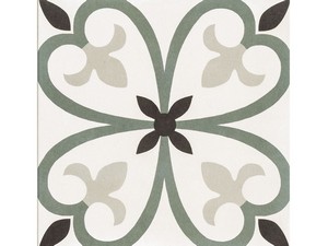Piastrella Interni Deco Verde 20X20 Gres Effetto Cementina Decorata
