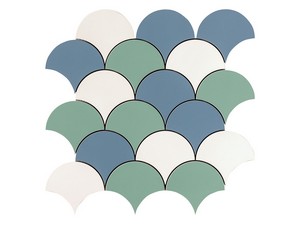 Mosaico Myway Mix Ocean 27,6x27,8 a coda di Pavone Bianco Verde e Azzurro