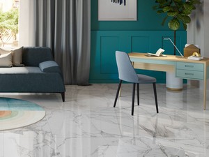 Carrelage grès cérame 60X120 effet marbre poli brillant blanc - Ultrawhite