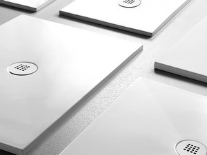 Paper Shower Tray 80x80 H2 cm in Matte Cotton White Ceramic