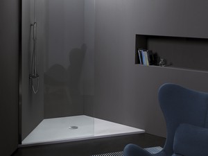 Paper Shower Tray 80x80 H2 cm in Matte Cotton White Ceramic