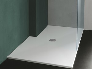 Paper Shower Tray 80x80 H2 cm in Matte Cotton White Ceramic
