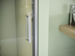 Porte de douche battante Brezza 100xH195 cm verre 6mm transparent chrome