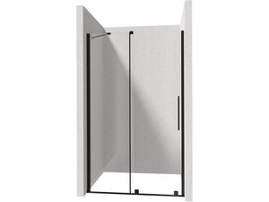 Douche à l’italienne Prizma porte coulissante 90 cm H195 ext. 88-90 cm verre 6 mm transparent profilés noir mat