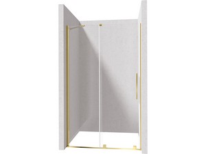 Douche à l’italienne Prizma porte coulissante 90 cm H195 ext. 88-90 cm verre 6 mm transparent profilés or brillant