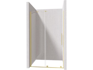 Douche à l’italienne Prizma porte coulissante 90 cm H195 ext. 88-90 cm verre 6 mm transparent profilés or brossé