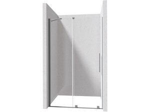 Douche à l’italienne Prizma porte coulissante 90 cm H195 ext. 88-90 cm verre 6 mm transparent profilés titane