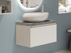 Meuble salle de bains compact Qubo 70x38 cm 1 tiroir blanc Matrix avec plan H4,5 gris oxyde