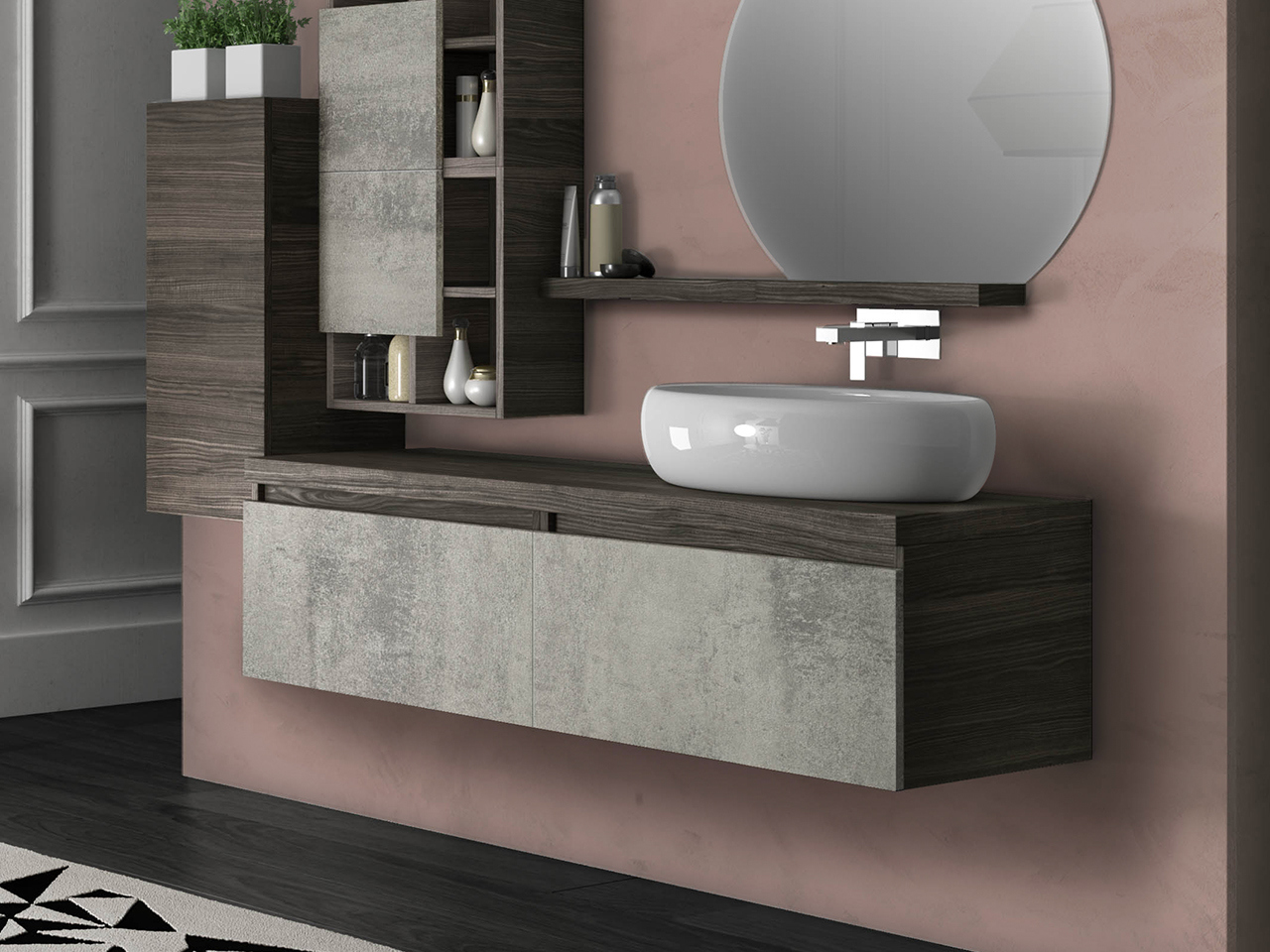 mobile bagno 140 cm lavabo da appoggio
