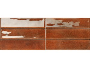 Carrelage Raku 6x25 grès cérame effet brillant Terra di Siena