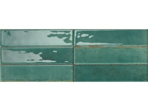 Carrelage Raku 6x25 grès cérame effet brillant Verde Persia