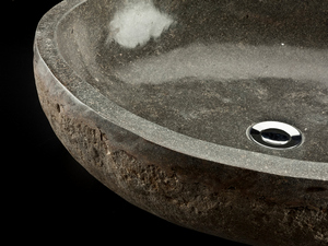 Vasque à poser pierre Riverstone Ø50h15 pierre naturelle noire