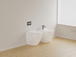 Bidet à poser adossé au mur Cardano gain de place P49 blanc brillant