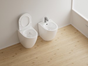 Bidet à poser adossé au mur Cardano gain de place P49 blanc brillant