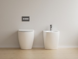 Bidet à poser adossé au mur Cardano gain de place P49 blanc brillant
