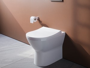 WC à poser Integra Round rimless adossé au mur 54 cm blanc