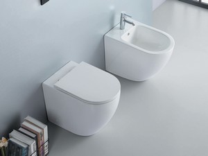 Bidet à poser adossé au mur Moon blanc brillant