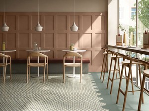 SIX DECO AGADIR 21X18,2 DECORATED HEXAGONAL PORCELAIN TILE