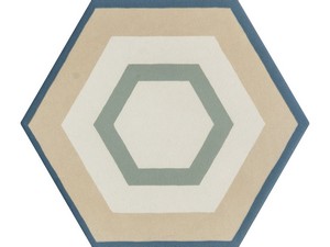 SIX DECO FRAME COLD 21X18,2 DECORATED HEXAGONAL PORCELAIN TILE