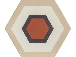 SIX DECO FRAME WARM 21X18,2 DECORATED HEXAGONAL PORCELAIN TILE