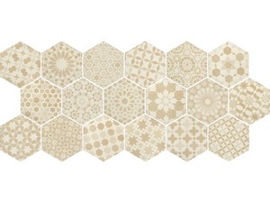 SIX DECO MARRAKECH LIGHT 21X18,2 DECORATED HEXAGONAL PORCELAIN TILE