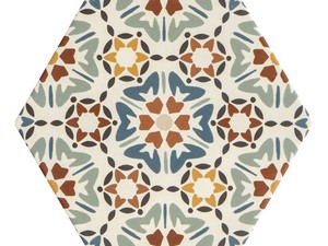 SIX DECO TANGERI 21X18,2 DECORATED HEXAGONAL PORCELAIN TILE