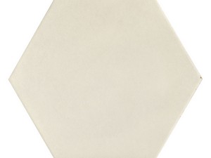 SIX OFF WHITE 21X18,2 PLAIN WHITE HEXAGONAL PORCELAIN TILE