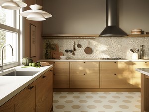 SIX SAND 21X18,2 PLAIN BEIGE HEXAGONAL PORCELAIN TILE