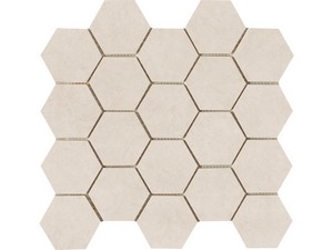 Slim Beton White Mosaic 29x27 3,5 mm thick Stoneware White Concrete Effect