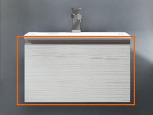 Badmöbel Smart 61 cm Lärche Weiß mit Unitop-Waschbecken Ecoline aus Gussmarmor