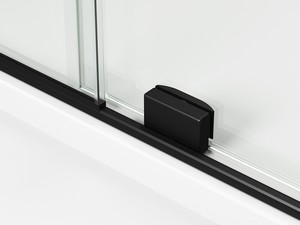 Douche à l’italienne avec porte coulissante Smooth 160xH200 Ext 1 cm verre transparent 8 mm profilés noir mat