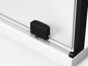 Douche à l’italienne avec porte coulissante Smooth 160xH200 Ext 1 cm verre transparent 8 mm profilés noir mat