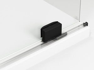 Douche à l’italienne avec porte coulissante Smooth 160xH200 Ext 1 cm verre transparent 8 mm profilés noir mat