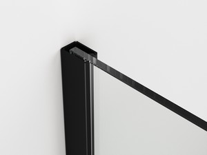 Douche à l’italienne avec porte coulissante Smooth 160xH200 Ext 1 cm verre transparent 8 mm profilés noir mat