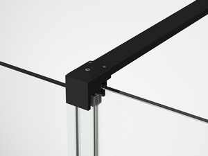 Douche à l’italienne avec porte coulissante Smooth 160xH200 Ext 1 cm verre transparent 8 mm profilés noir mat