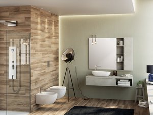 Miroir de salle de bains Filo brillant avec bord en PVC 89x100 cm