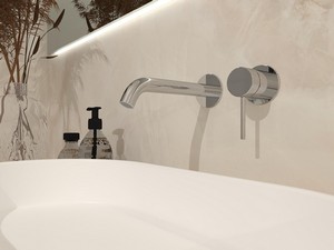 Mitigeur de lavabo encastré mural sans bonde Spring Inox 304 chrome