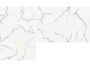 Carrelage Xlab grand format Statuario 120x120 grès cérame poli effet marbre blanc
