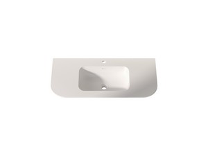 Meuble de salle de bains Tide 100 cm 3 tiroirs en bois multiplis noyer avec lavabo en Solid Surface blanc mat