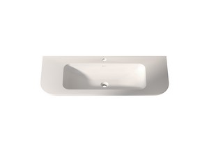 Meuble de salle de bains Tide 120 cm 3 tiroirs en bois multiplis noyer avec lavabo en Solid Surface blanc mat