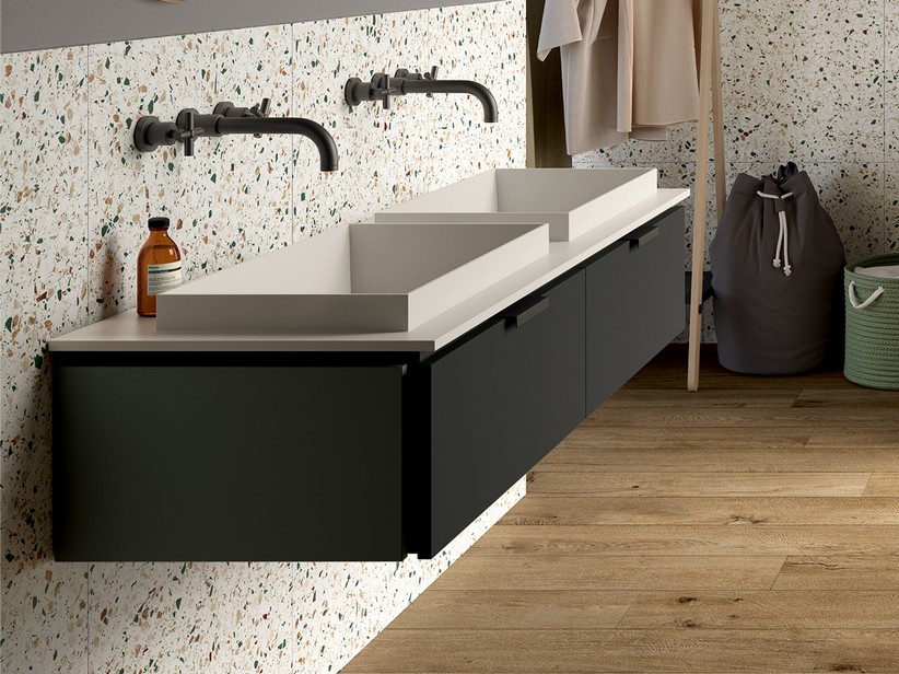 Meuble de salle de bains TOUCH 140 cm 2 tiroirs Phoenix noir mat et