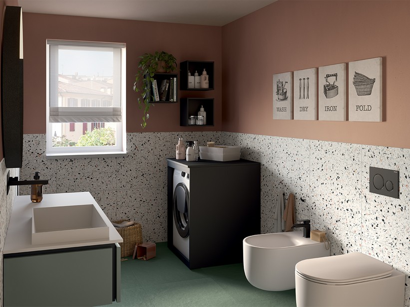 Mobile Bagno TOUCH 90 cm 1 Cassetto Phoenix Nero Opaco e Top 1,8 cm