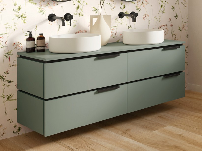 Touch Bathroom Furniture 140 cm 4 Drawers And Top 1,8 cm Matt Sage ...