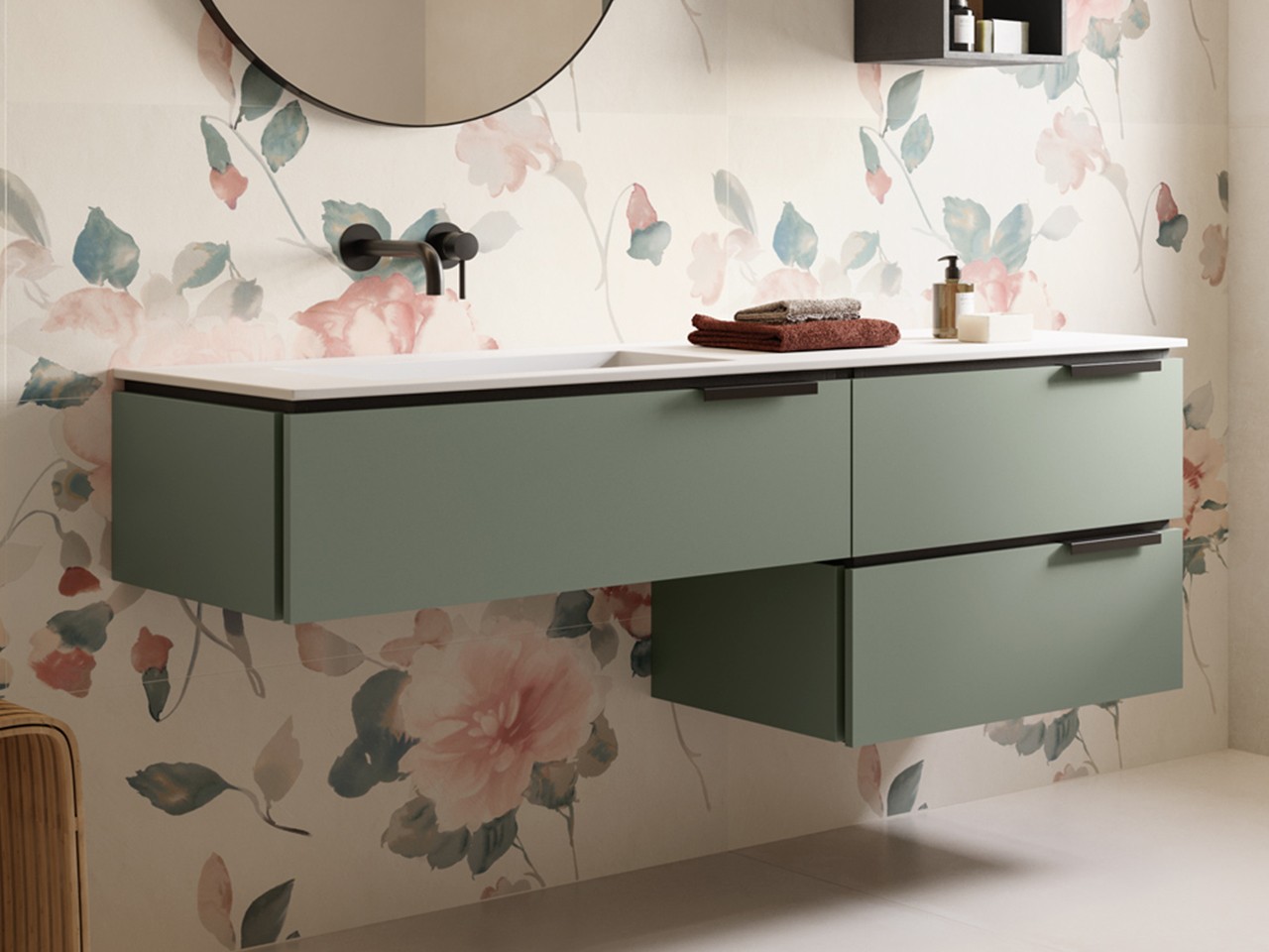 IDMarket CARLA Libreria 190 Cm - 3 Livelli Con 3 Cassetti, Effetto Legno E Nero, Mobile Contenitore Moderno - 5