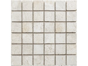 Mosaik Touchstone White 30x30 aus Feinsteinzeug Schiefer-Steinoptik Weiß