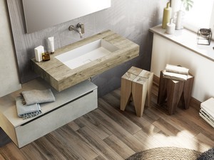 Wall-Hung Drawer Trendy 90 cm Cement with Top
