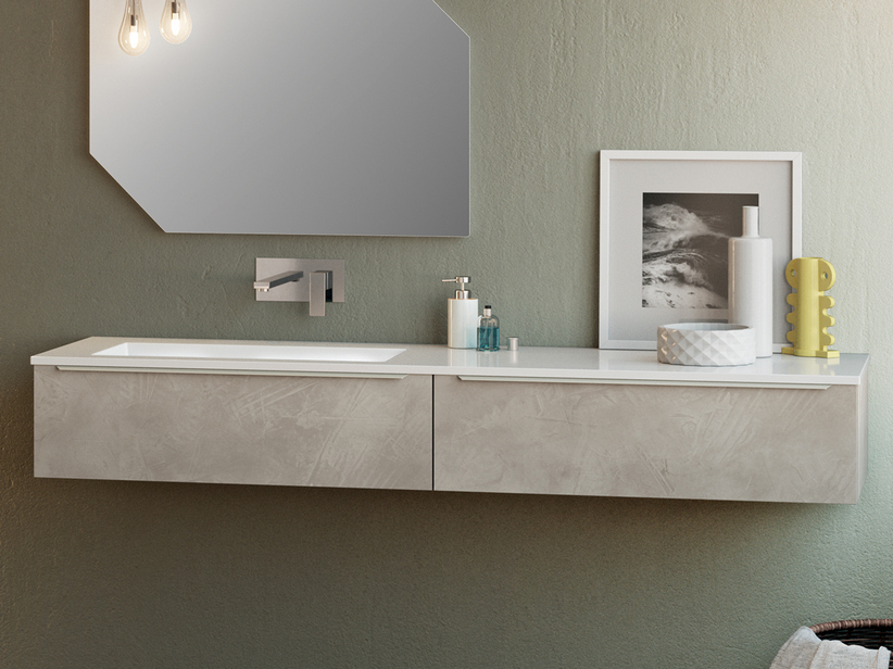 Meuble de salle de bains Trendy 180 cm 2 tiroirs lavabo gauche Hide