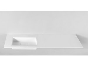Badmöbel TOUCH 180 cm 2 Schubladen mit Unitop-Waschbecken HIDE links aus Gussmarmor Weiß glänzend