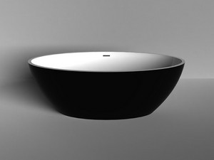 Freistehende Badewanne NEMO5 Solid Surface Zweifarbig 150X70 Weiß Glänzend und Tiefschwarz Glänzend